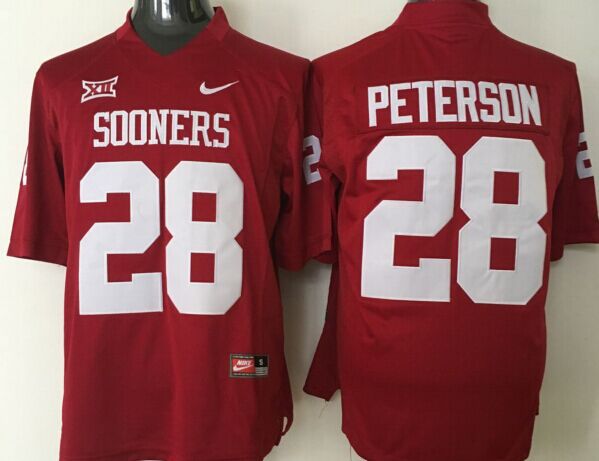 Men Oklahoma Sooners #28 Peterson Red Nike 2025 NCAA Jersey->ncaa teams->NCAA Jersey